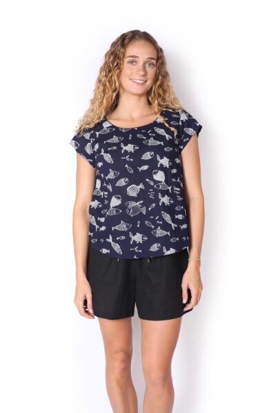 Chloe Top - NAVY FISH