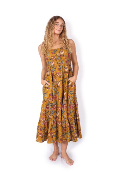 Puri Dress - MUSTARD FLORALS