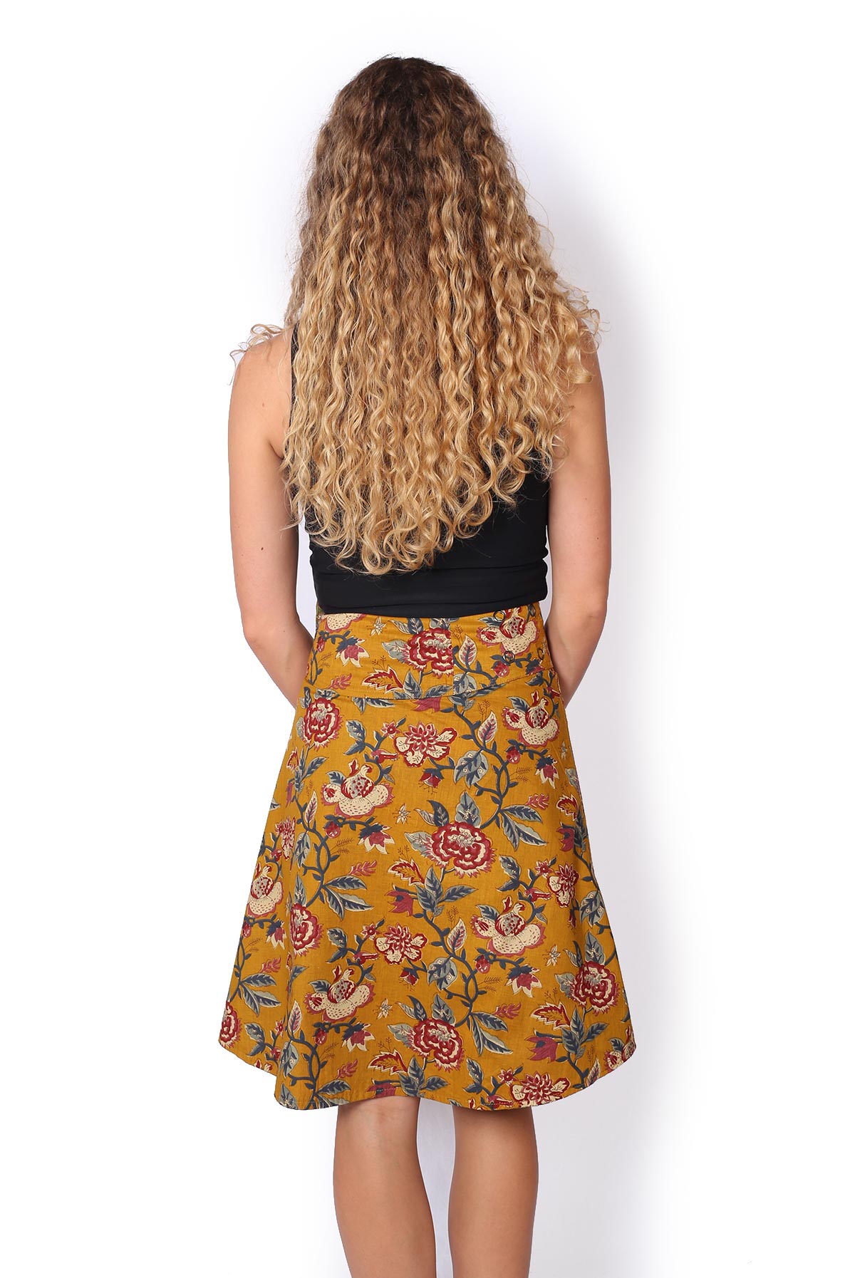 Chameleon Reversible Skirt - MUSTARD FLORALS / NAVY FLORALS - Image 2
