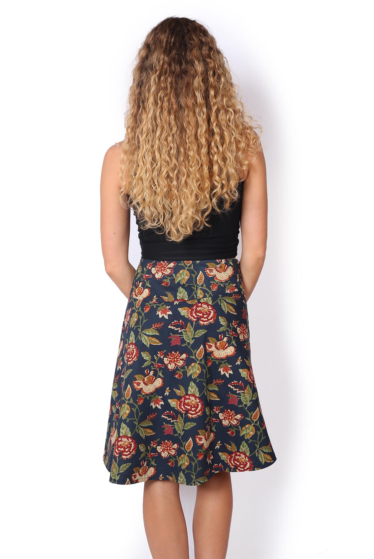 Chameleon Reversible Skirt - MUSTARD FLORALS / NAVY FLORALS - Image 5