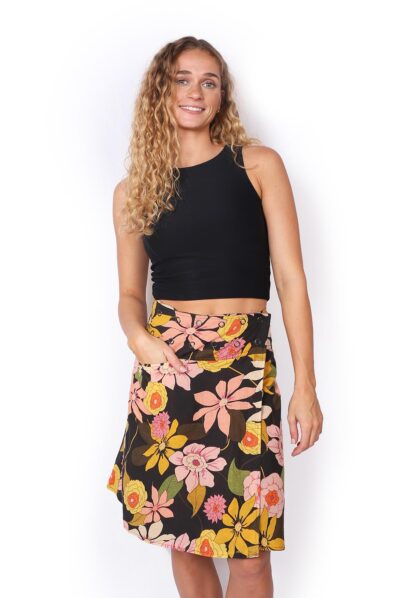 Chameleon Reversible Skirt - EXOTIC VIBES / CHERRY BLOSSUM CRANES