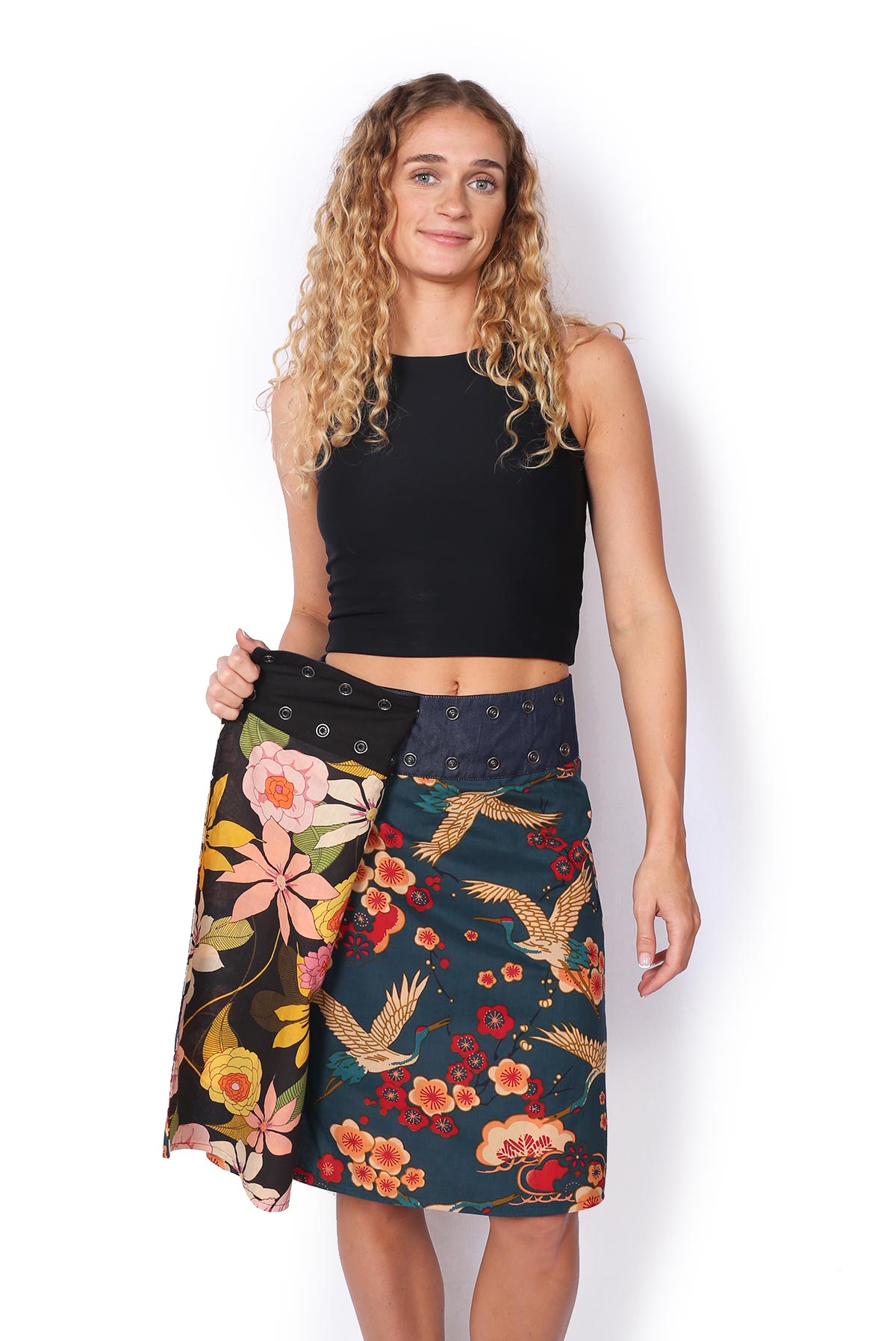 New Energy Reversible Skirt Long - CHERRY BLOSSUM CRANES / EXOTIC VIBES - Image 3