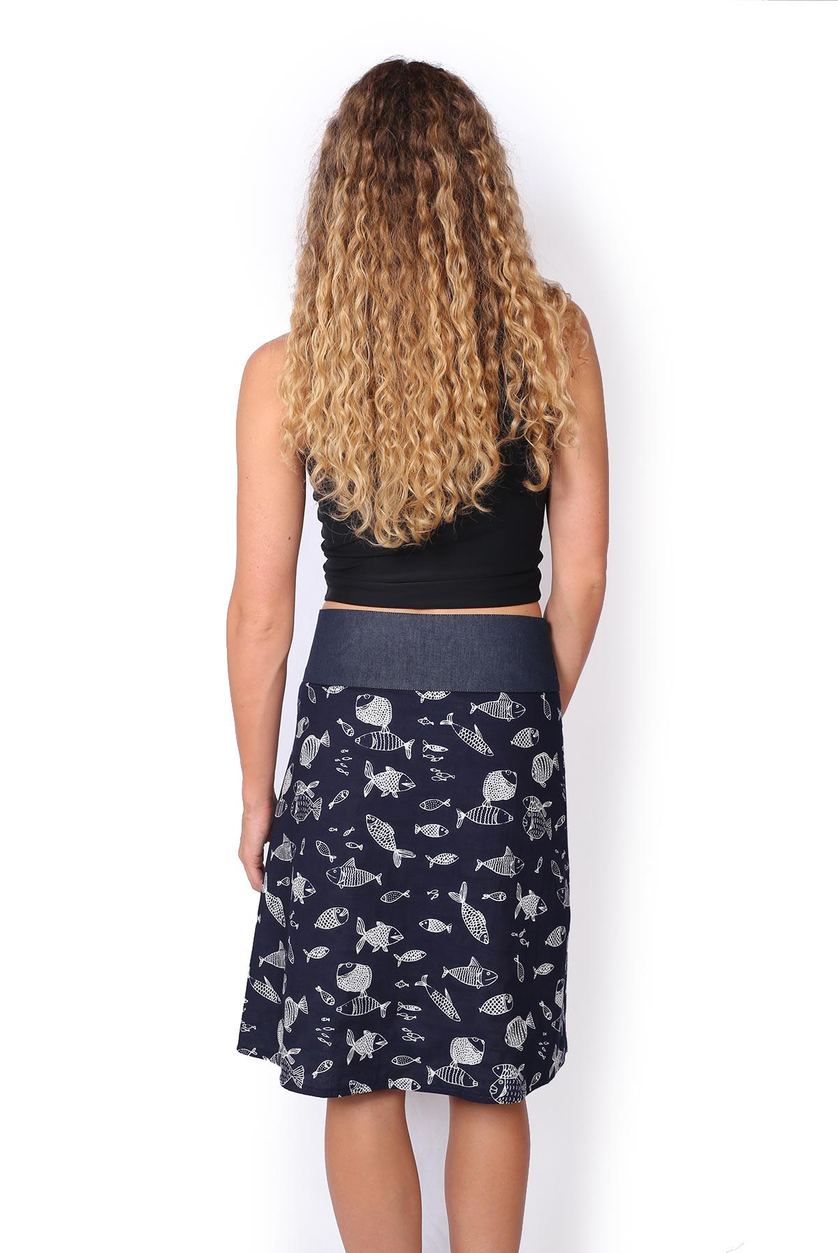 New Energy Reversible Skirt Long - NAVY FISH / CROCODILES - Image 2