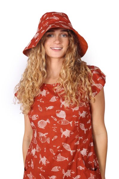 Om Adjustable Reversible Hat - OCHRE FISH