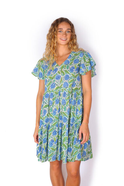 Ava Dress - POM POM BLUE