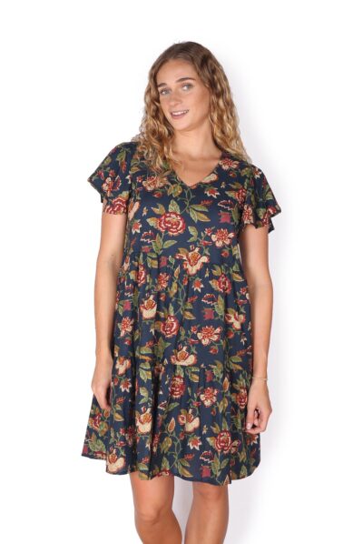 Ava Dress - NAVY FLORALS