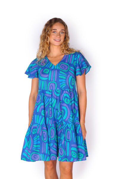 Ava Dress - ABSTRACT BLUE