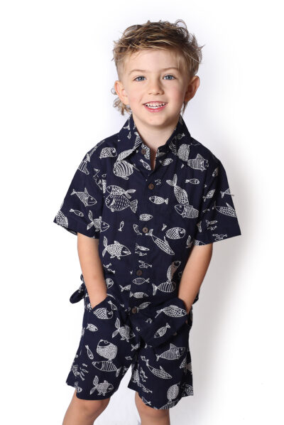 Kid's Shorts - NAVY FISH