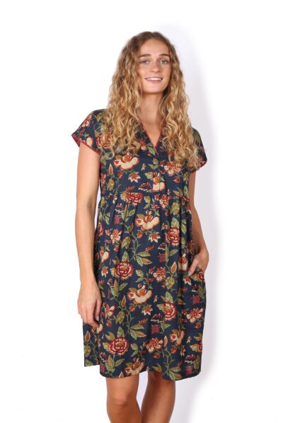 Stella Dress - NAVY FLORALS